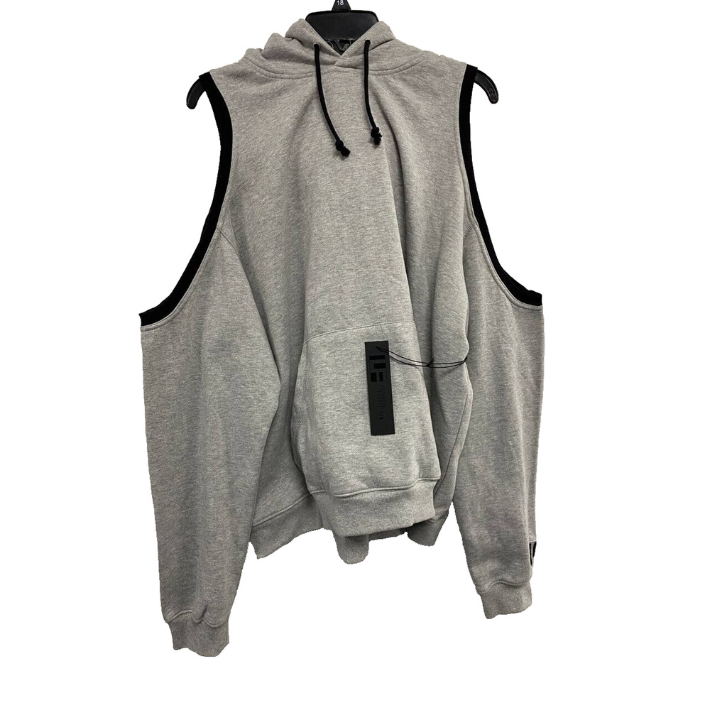 LF Women Los Angeles Grey Hoodie Cotton with Shoulder Cutouts Size M A000465